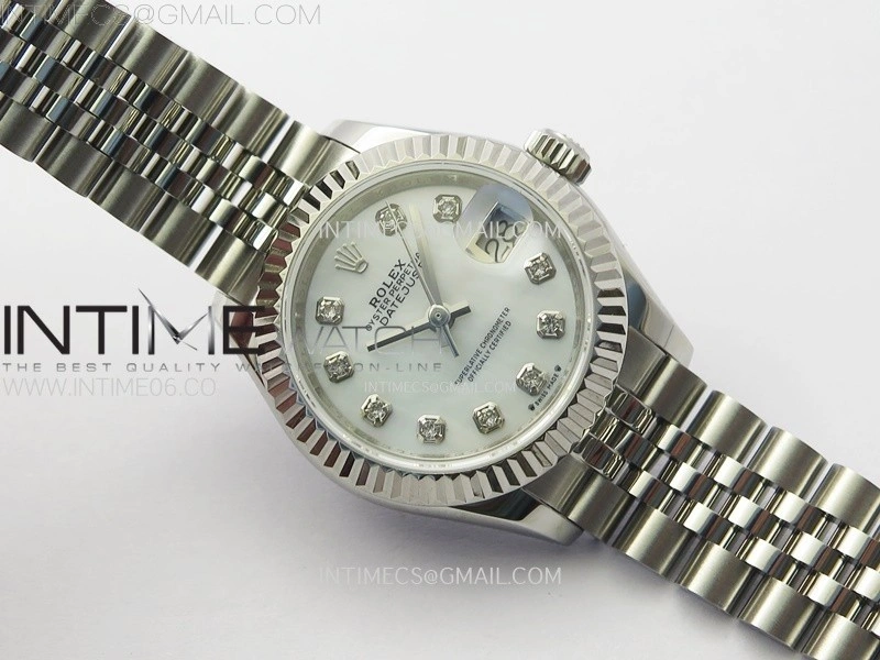 Datejust 28mm 279179 SS APSF Best Edition White MOP Dial Crystals Markers on SS Jubilee Bracelet NH05