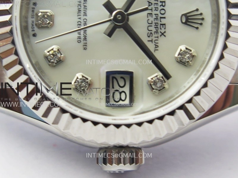 Datejust 28mm 279179 SS APSF Best Edition White MOP Dial Crystals Markers on SS Jubilee Bracelet NH05