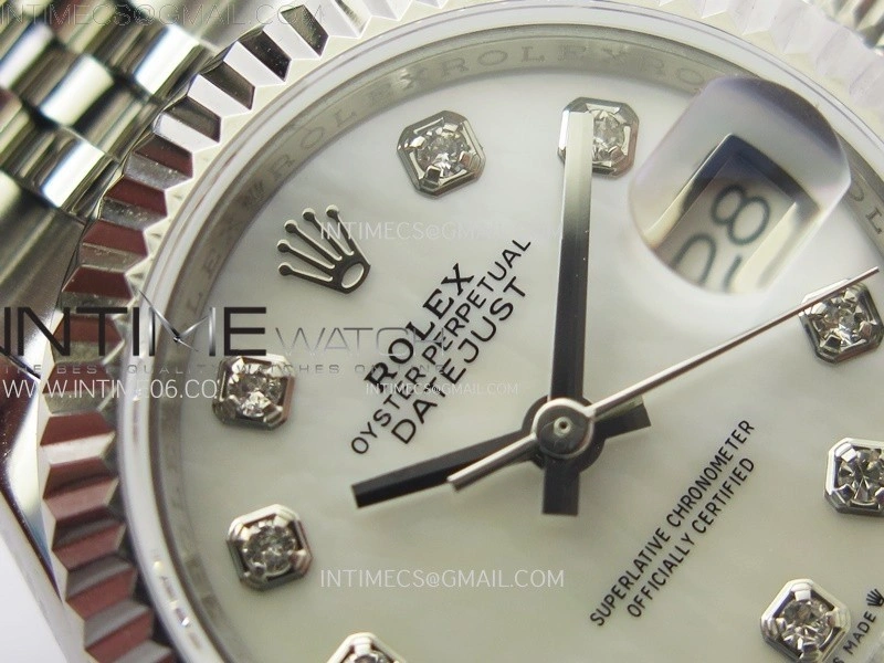 Datejust 28mm 279179 SS APSF Best Edition White MOP Dial Crystals Markers on SS Jubilee Bracelet NH05