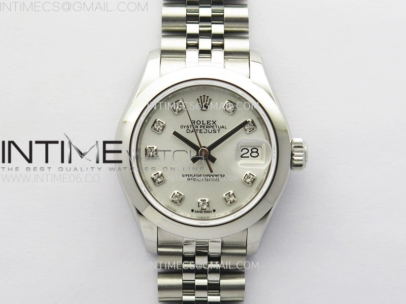 Datejust 28mm 279166 Smooth Bezel SS APSF Best Edition White MOP Dial Crystals Markers on SS Jubilee Bracelet NH05