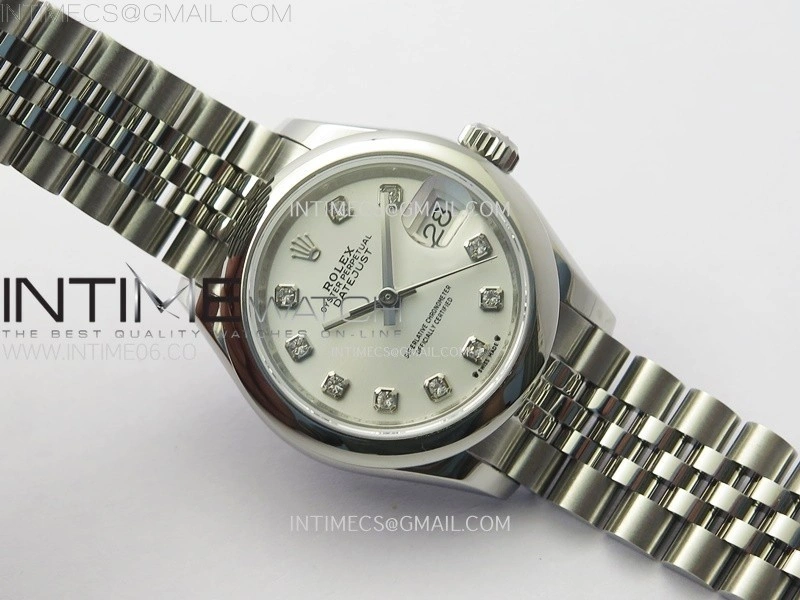 Datejust 28mm 279166 Smooth Bezel SS APSF Best Edition White MOP Dial Crystals Markers on SS Jubilee Bracelet NH05