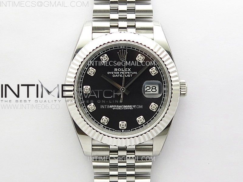 DateJust 41mm 126334 904 SS AR+F V2 1:1 Best Edition Black Dial Diamonds Markers on Jubilee Bracelet DD3235