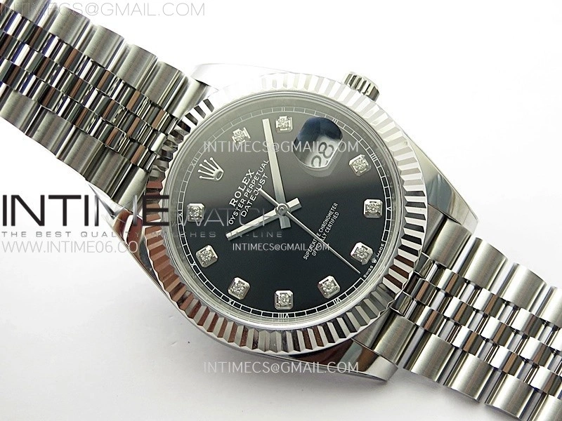 DateJust 41mm 126334 904 SS AR+F V2 1:1 Best Edition Black Dial Diamonds Markers on Jubilee Bracelet DD3235