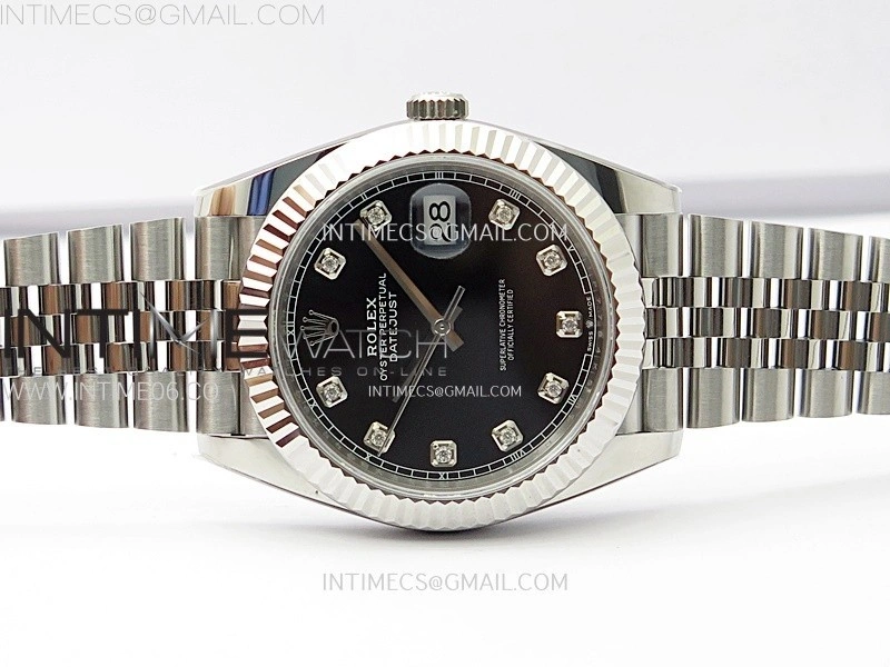 DateJust 41mm 126334 904 SS AR+F V2 1:1 Best Edition Black Dial Diamonds Markers on Jubilee Bracelet DD3235