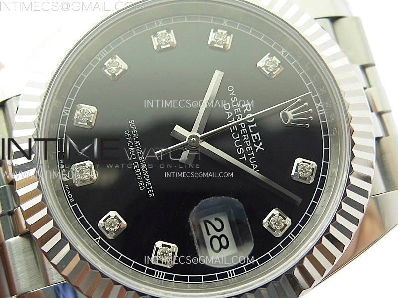 DateJust 41mm 126334 904 SS AR+F V2 1:1 Best Edition Black Dial Diamonds Markers on Jubilee Bracelet DD3235
