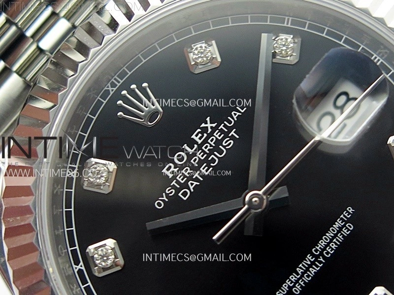 DateJust 41mm 126334 904 SS AR+F V2 1:1 Best Edition Black Dial Diamonds Markers on Jubilee Bracelet DD3235