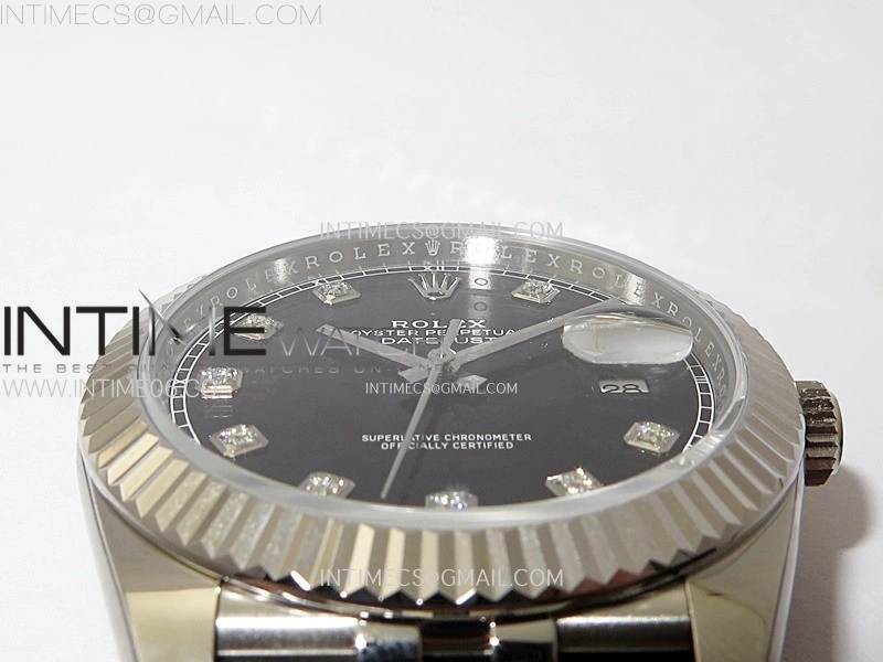 DateJust 41mm 126334 904 SS AR+F V2 1:1 Best Edition Black Dial Diamonds Markers on Jubilee Bracelet DD3235