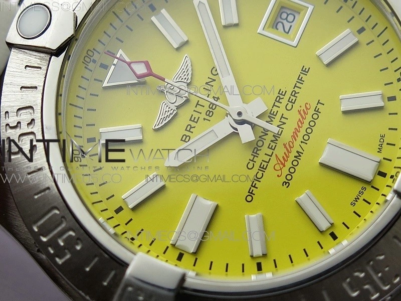 Seawolf 45mm SS B50 1:1 Best Edition SuperLumed Yellow Dial Stick Markers on SS Bracelet A2824