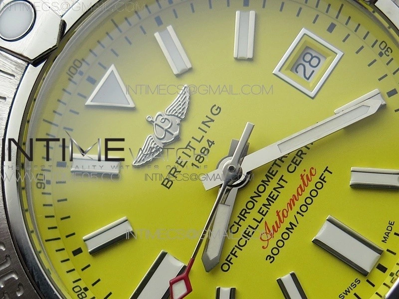 Seawolf 45mm SS B50 1:1 Best Edition SuperLumed Yellow Dial Stick Markers on SS Bracelet A2824