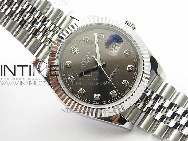 DateJust 41 126334 SS BP 1:1 Best Edition New Version Gray Crystals Markers Dial on Jubilee Bracelet