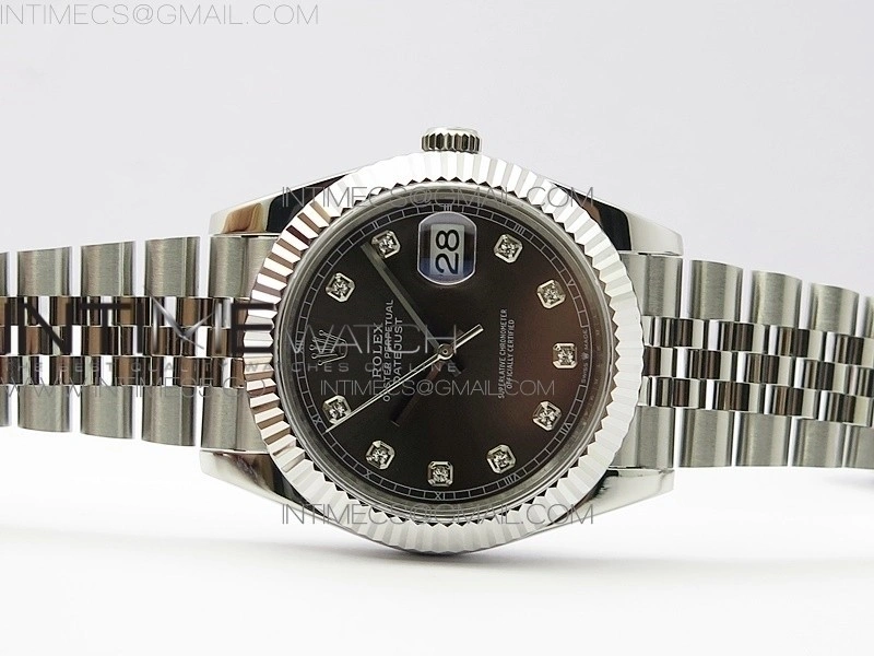 DateJust 41 126334 SS BP 1:1 Best Edition New Version Gray Crystals Markers Dial on Jubilee Bracelet