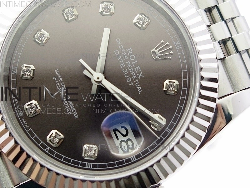 DateJust 41 126334 SS BP 1:1 Best Edition New Version Gray Crystals Markers Dial on Jubilee Bracelet