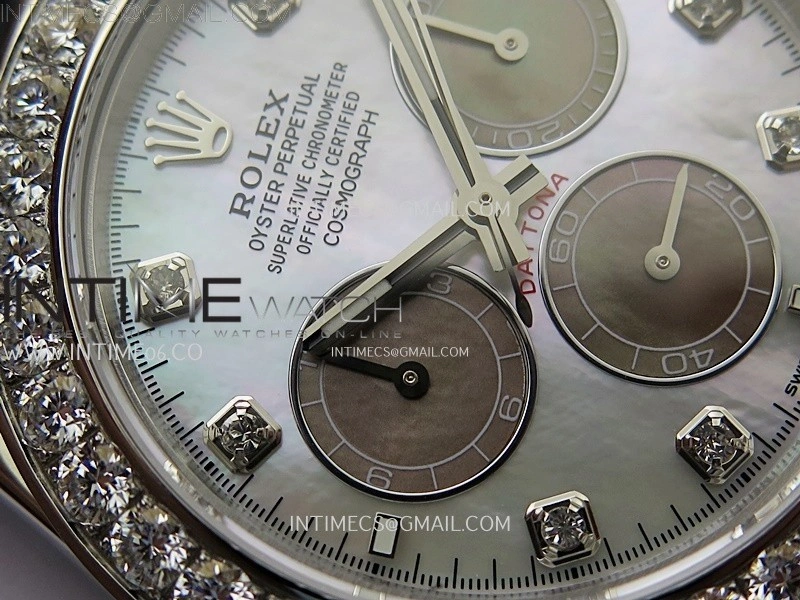 Daytona 126519 904L SS ESF 1:1 Best Edition White MOP Dial Diamonds Markers on Rubber Strap A4131 Mod