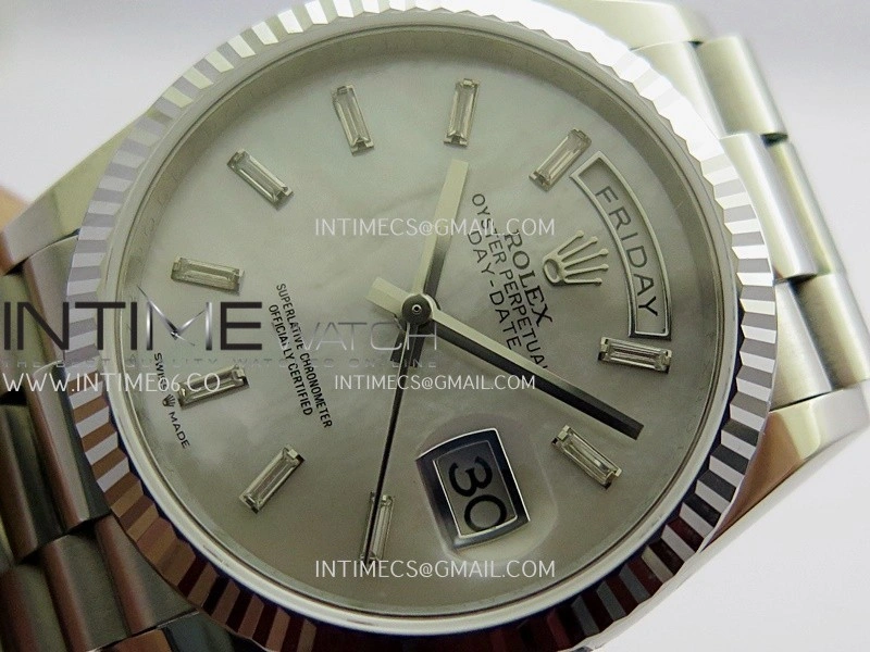 Day Date 128239 SS Gain Weight KF 1:1 White MOP Dial T Diamond Marker On President Bracelet A2836