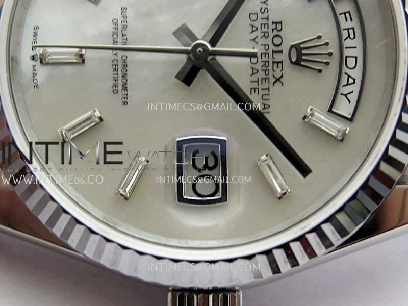 Day Date 128239 SS Gain Weight KF 1:1 White MOP Dial T Diamond Marker On President Bracelet A2836