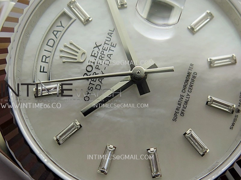 Day Date 128239 SS Gain Weight KF 1:1 White MOP Dial T Diamond Marker On President Bracelet A2836