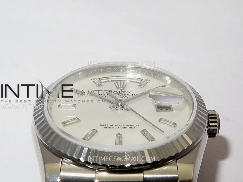 Day Date 128239 SS Gain Weight KF 1:1 White MOP Dial T Diamond Marker On President Bracelet A2836