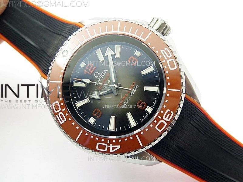 Seamaster 6000M Ultra Deep SS TF 1:1 Best Edition Gray Dial Orange Ceramic Bezel on Black Rubber Strap A2824