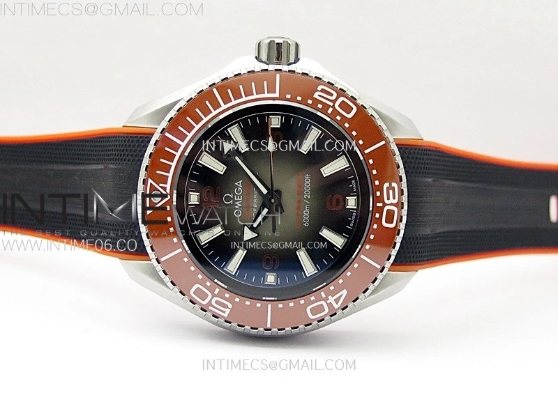 Seamaster 6000M Ultra Deep SS TF 1:1 Best Edition Gray Dial Orange Ceramic Bezel on Black Rubber Strap A2824