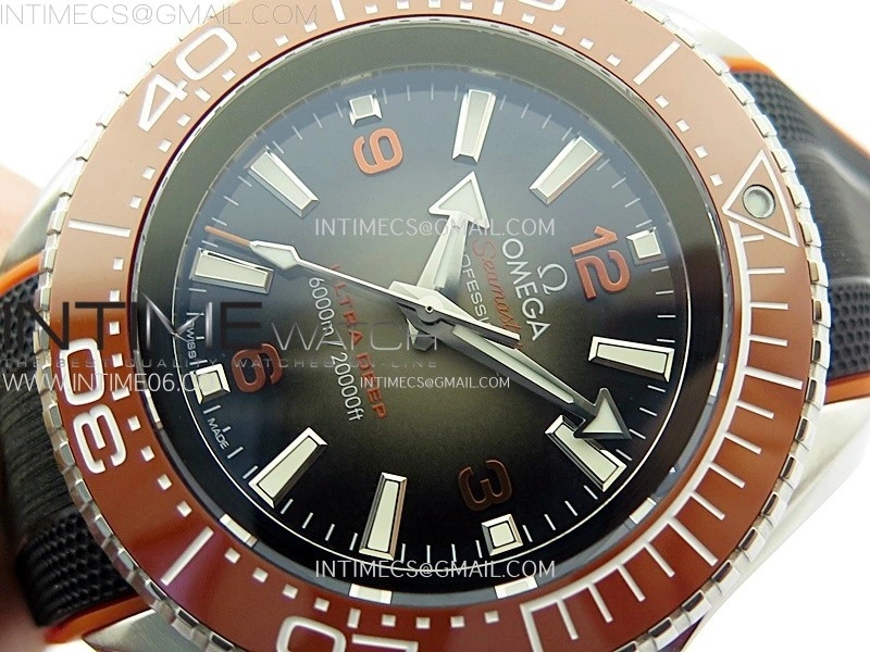 Seamaster 6000M Ultra Deep SS TF 1:1 Best Edition Gray Dial Orange Ceramic Bezel on Black Rubber Strap A2824