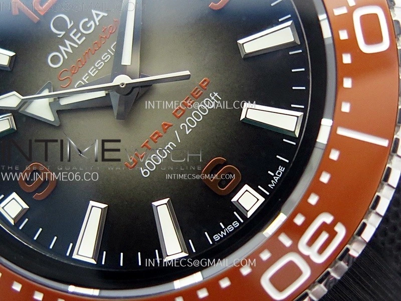 Seamaster 6000M Ultra Deep SS TF 1:1 Best Edition Gray Dial Orange Ceramic Bezel on Black Rubber Strap A2824