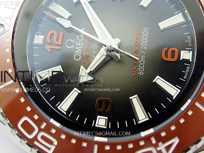 Seamaster 6000M Ultra Deep SS TF 1:1 Best Edition Gray Dial Orange Ceramic Bezel on Black Rubber Strap A2824