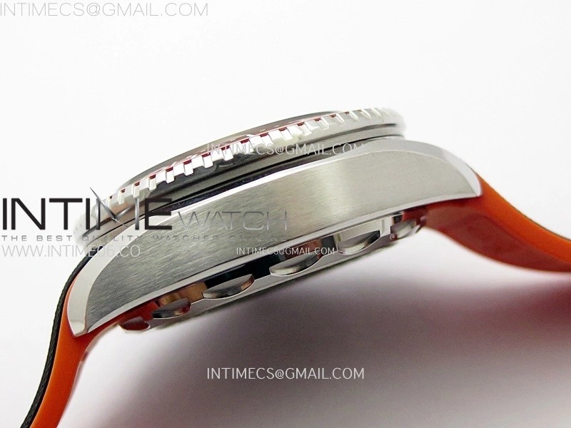 Seamaster 6000M Ultra Deep SS TF 1:1 Best Edition Gray Dial Orange Ceramic Bezel on Black Rubber Strap A2824