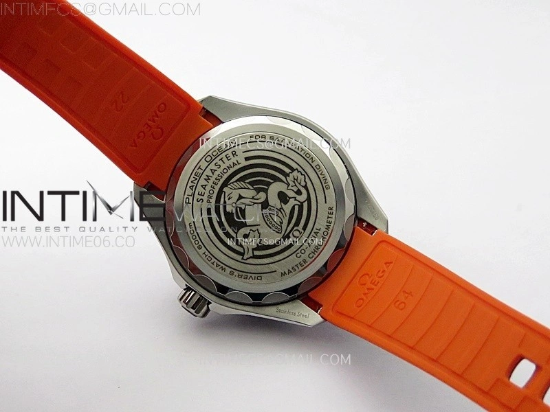 Seamaster 6000M Ultra Deep SS TF 1:1 Best Edition Gray Dial Orange Ceramic Bezel on Black Rubber Strap A2824
