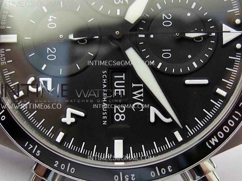 Pilot Chrono IW3883 SS V9F Best Edition Black Dial On Black Quick Change Rubber Strap A7750 to 69385