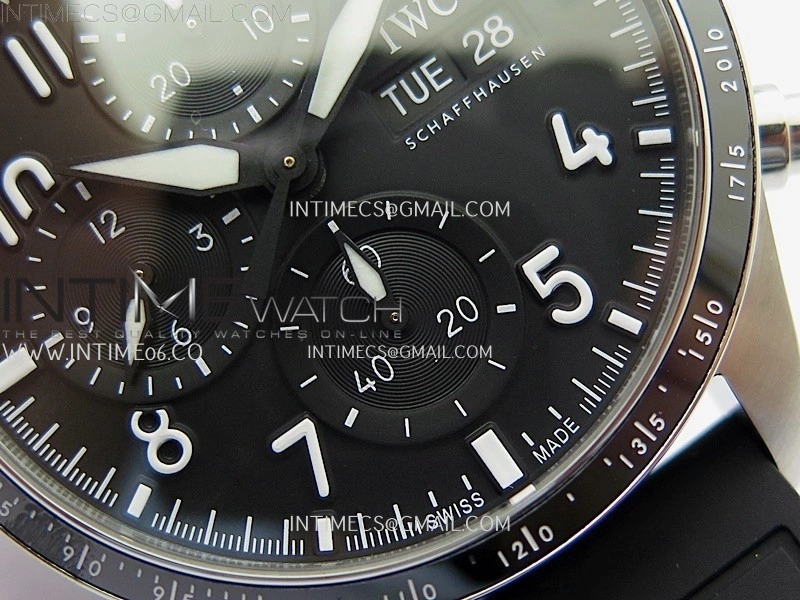 Pilot Chrono IW3883 SS V9F Best Edition Black Dial On Black Quick Change Rubber Strap A7750 to 69385