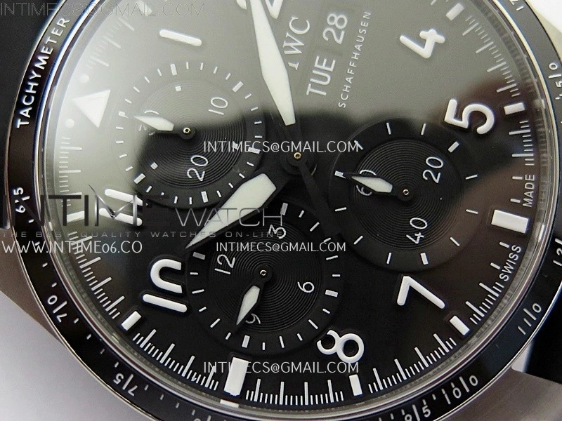 Pilot Chrono IW3883 SS V9F Best Edition Black Dial On Black Quick Change Rubber Strap A7750 to 69385
