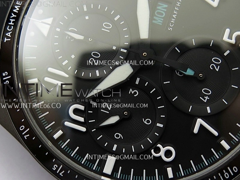Pilot Chrono AMG IW388305 Sandblasting SS V9F Best Edition Black Dial On Black Quick Change Rubber Strap A7750 to 69385