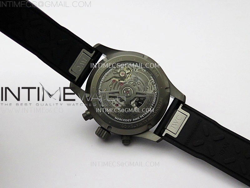 Pilot Chrono AMG IW388305 Sandblasting SS V9F Best Edition Black Dial On Black Quick Change Rubber Strap A7750 to 69385