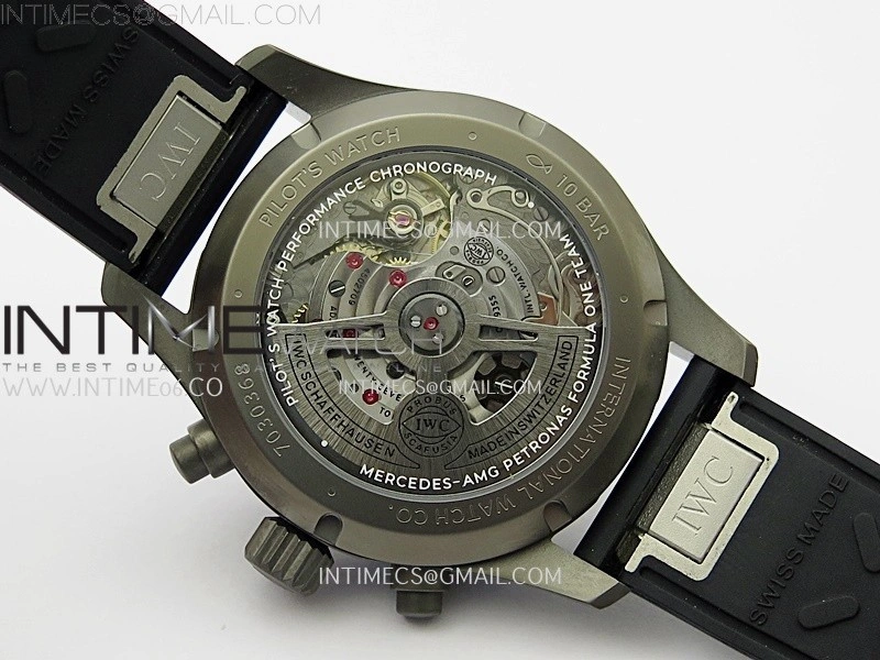 Pilot Chrono AMG IW388305 Sandblasting SS V9F Best Edition Black Dial On Black Quick Change Rubber Strap A7750 to 69385