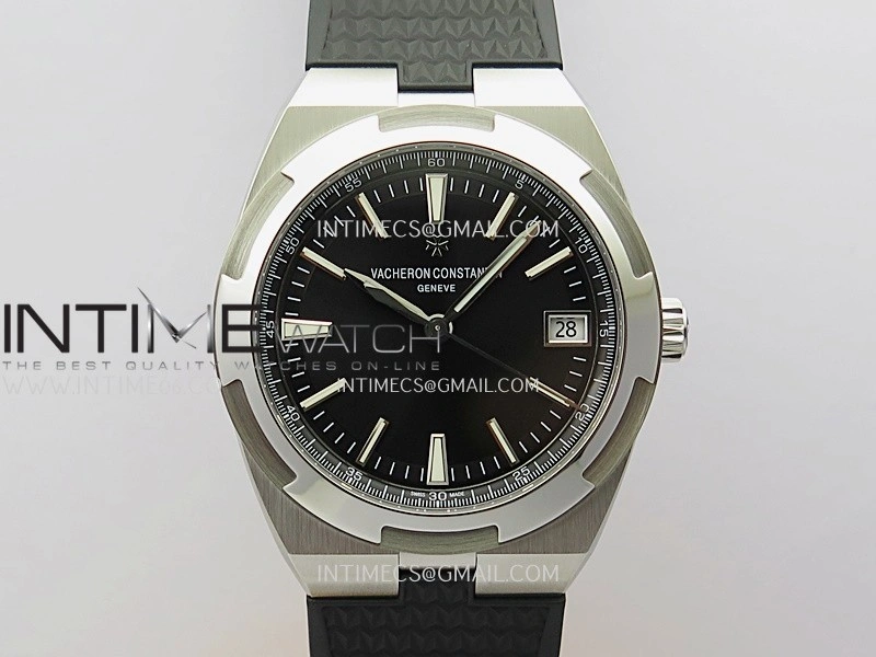 Overseas 4500V SS ZF 1:1 Best Edition Black Dial on Black Rubber Strap Asian Super Clone 5100 V2