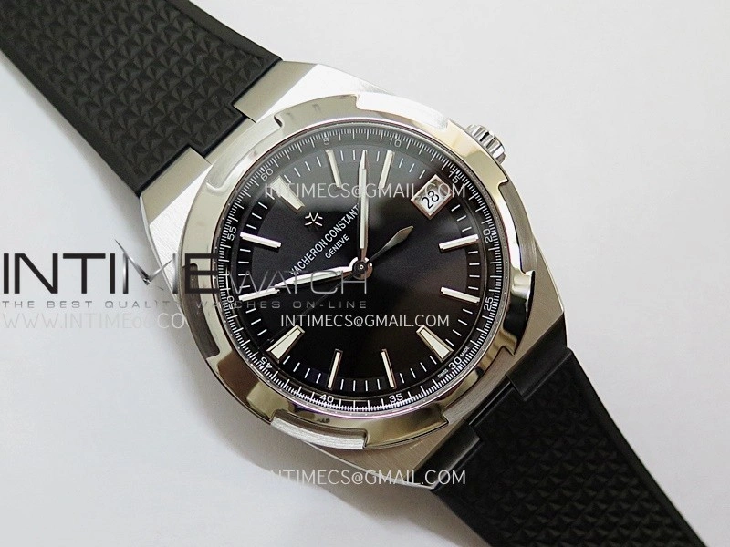Overseas 4500V SS ZF 1:1 Best Edition Black Dial on Black Rubber Strap Asian Super Clone 5100 V2