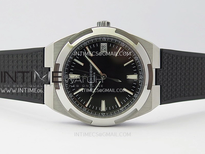 Overseas 4500V SS ZF 1:1 Best Edition Black Dial on Black Rubber Strap Asian Super Clone 5100 V2