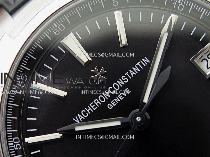 Overseas 4500V SS ZF 1:1 Best Edition Black Dial on Black Rubber Strap Asian Super Clone 5100 V2