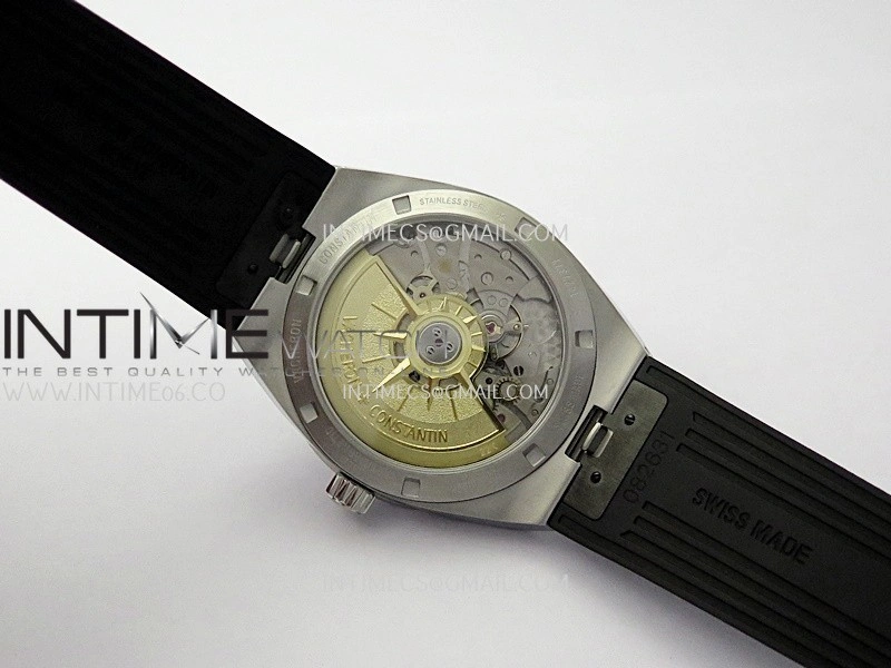Overseas 4500V SS ZF 1:1 Best Edition Black Dial on Black Rubber Strap Asian Super Clone 5100 V2