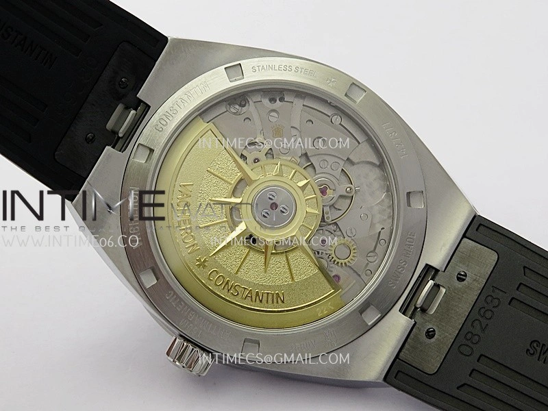 Overseas 4500V SS ZF 1:1 Best Edition Black Dial on Black Rubber Strap Asian Super Clone 5100 V2