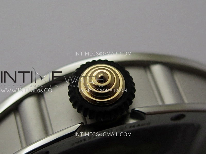 RM07 Paved Diamonds Bezel SS ZF Best Edition Diamond Skeleton Dial On White Rubber Strap Asian CRMA2 Clone
