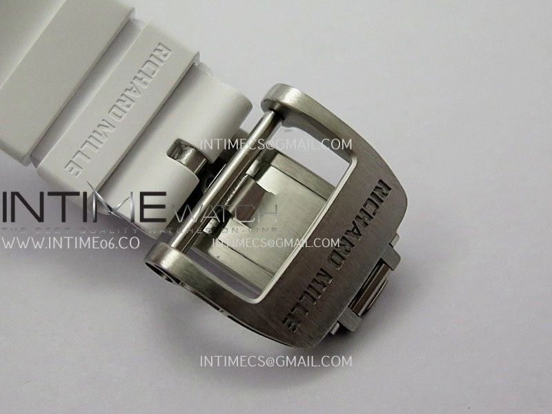 RM07 Paved Diamonds Bezel SS ZF Best Edition Diamond Skeleton Dial On White Rubber Strap Asian CRMA2 Clone