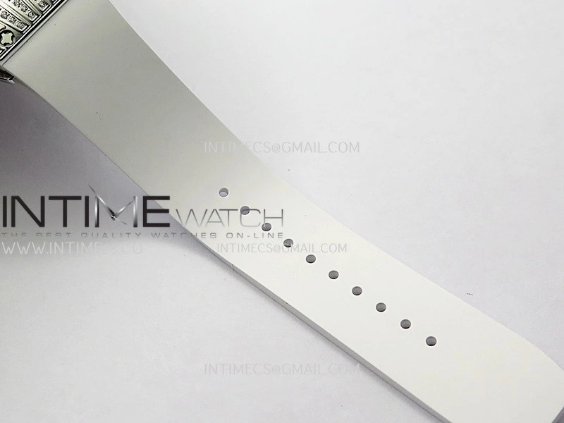 RM07 Paved Diamonds Bezel SS ZF Best Edition Diamond Skeleton Dial On White Rubber Strap Asian CRMA2 Clone