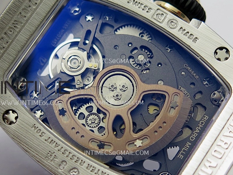 RM07 Paved Diamonds Bezel SS ZF Best Edition Diamond Skeleton Dial On White Rubber Strap Asian CRMA2 Clone