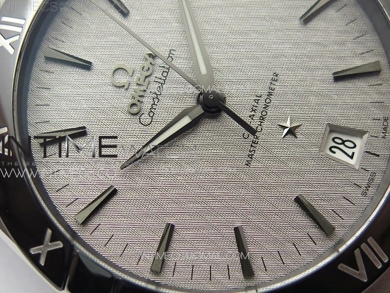 Constellation 41mm SS Black Ceramic Bezel VSF 1:1 Best Edition Silver Dial on Black Gummy Strap A8900