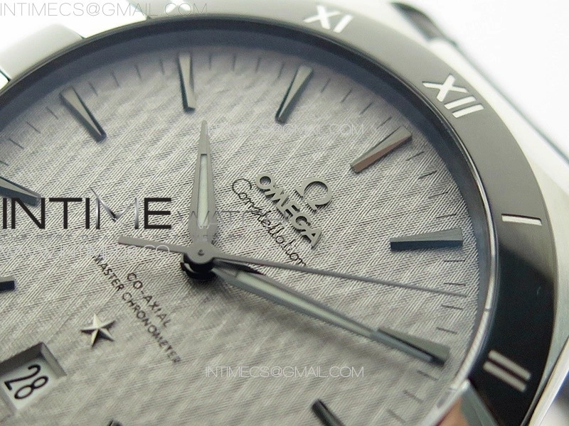 Constellation 41mm SS Black Ceramic Bezel VSF 1:1 Best Edition Silver Dial on Black Gummy Strap A8900