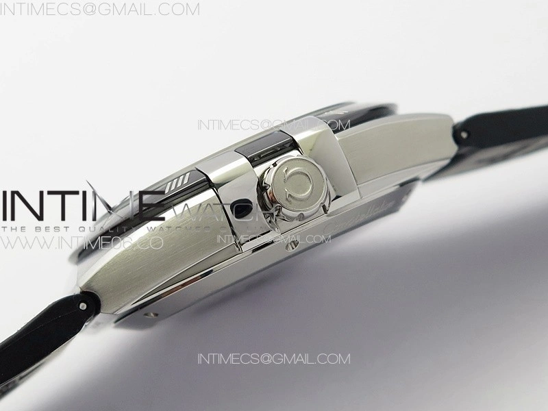 Constellation 41mm SS Black Ceramic Bezel VSF 1:1 Best Edition Silver Dial on Black Gummy Strap A8900