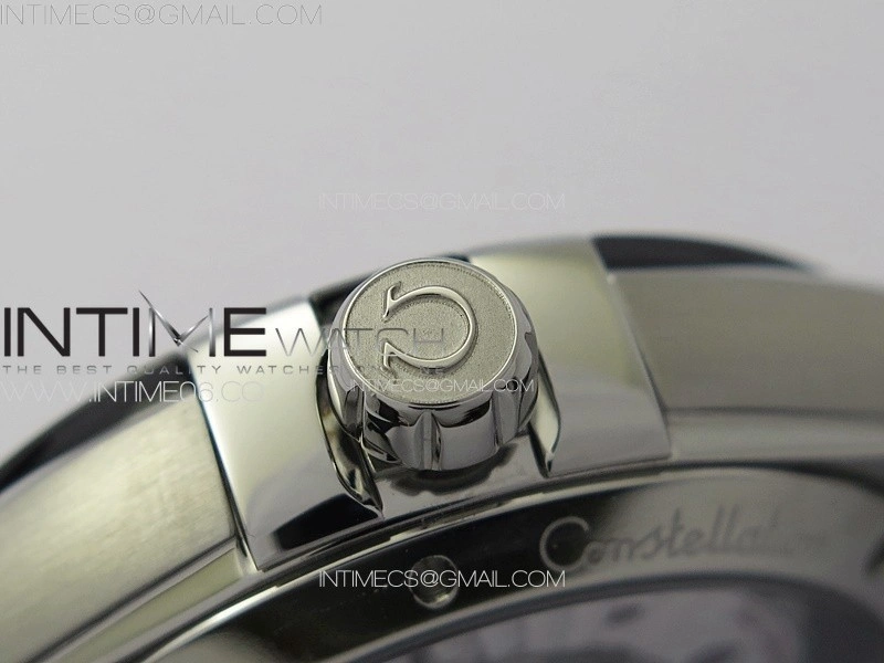 Constellation 41mm SS Black Ceramic Bezel VSF 1:1 Best Edition Silver Dial on Black Gummy Strap A8900