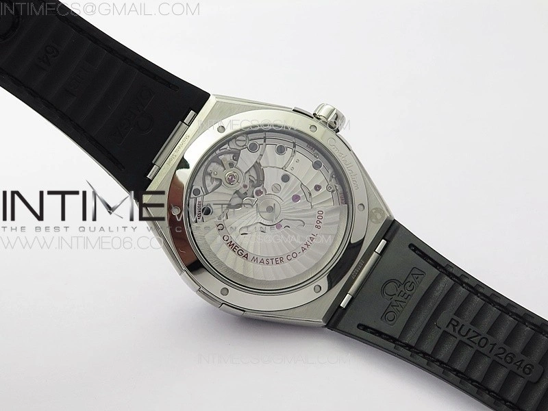 Constellation 41mm SS Black Ceramic Bezel VSF 1:1 Best Edition Silver Dial on Black Gummy Strap A8900