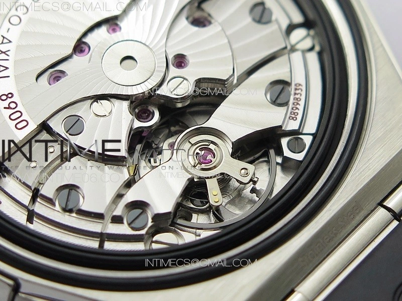 Constellation 41mm SS Black Ceramic Bezel VSF 1:1 Best Edition Silver Dial on Black Gummy Strap A8900